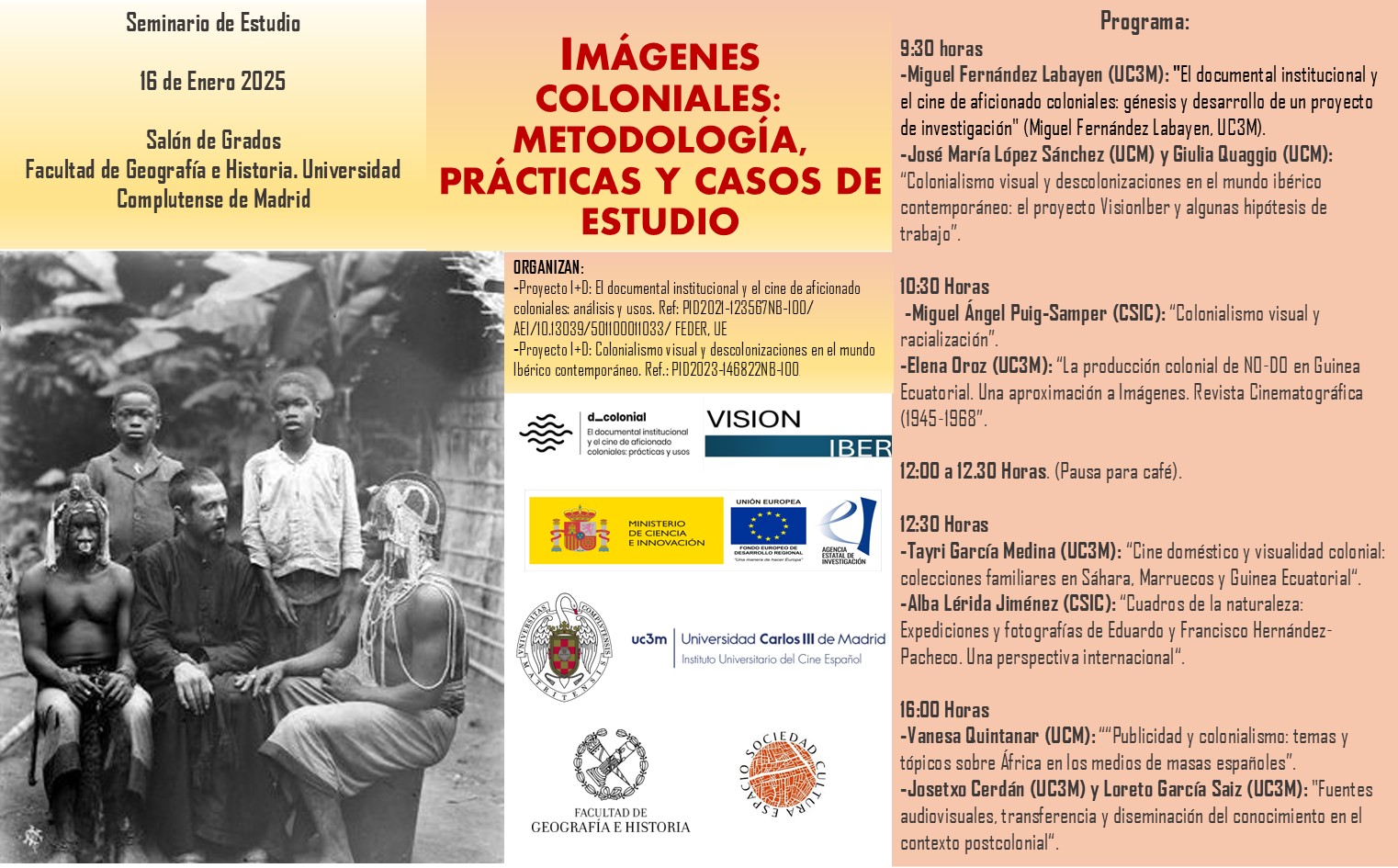 El próximo 16 de enero se celebrará el seminario "Imágenes coloniales: metodología, prácticas y casos de estudio